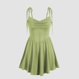 Cider | Dresses | Vineyard Strolls Green Corset Mini Dress Cider | Poshmark